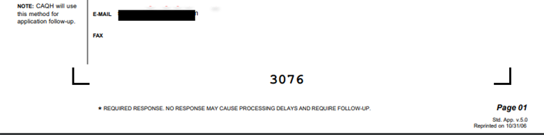 a screenshot of the CAQH form, specifically of the section on page 1 with the practitioner's personal email address.